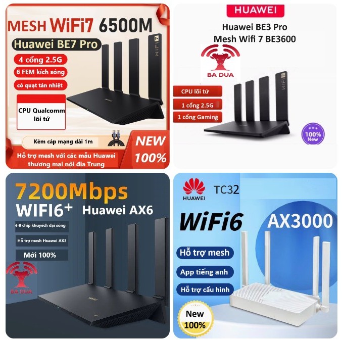 Bộ Phát Wifi Mesh Wifi  6 7 HW AX6 BE3 BE7 Pro BE6500 BE3600 AX3000