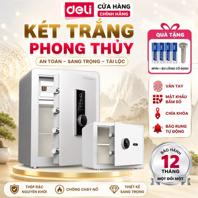 Két Sắt Phong Thuỷ Deli Kiểu Dáng Thời Trang Két Sắt Vân Tay Thông Minh Bảo Mật An Toàn Bảo Hành 1 Năm
