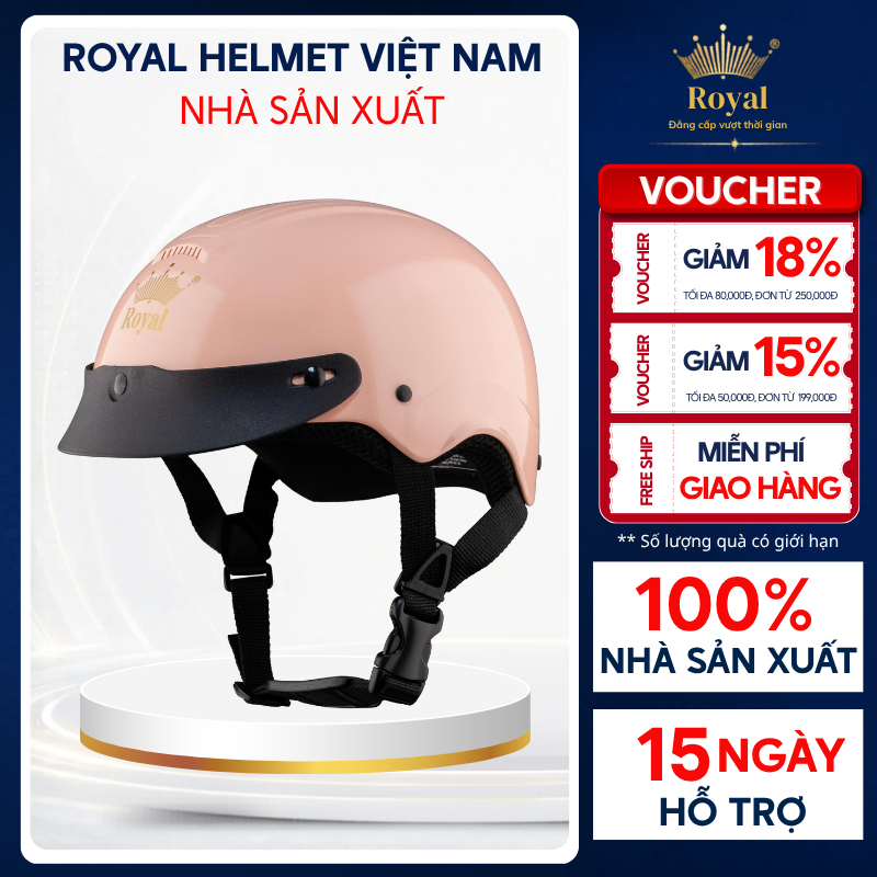Mũ Bảo Hiểm Nửa Đầu Lưỡi Trai Chính Hãng Royal M103 Hợp Nam Nữ, Nón Bảo Hiểm 1/2 Gọn Nhẹ An Toàn BH 
