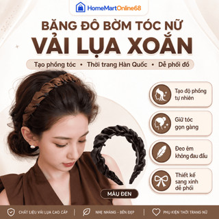 HM68528 Băng Đô Nữ Vải Lụa Xoắn Hàn Quốc, Bờm Tóc Tạo Phồng Tóc Thời Trang Thanh Lịch | HomeMartOnline68