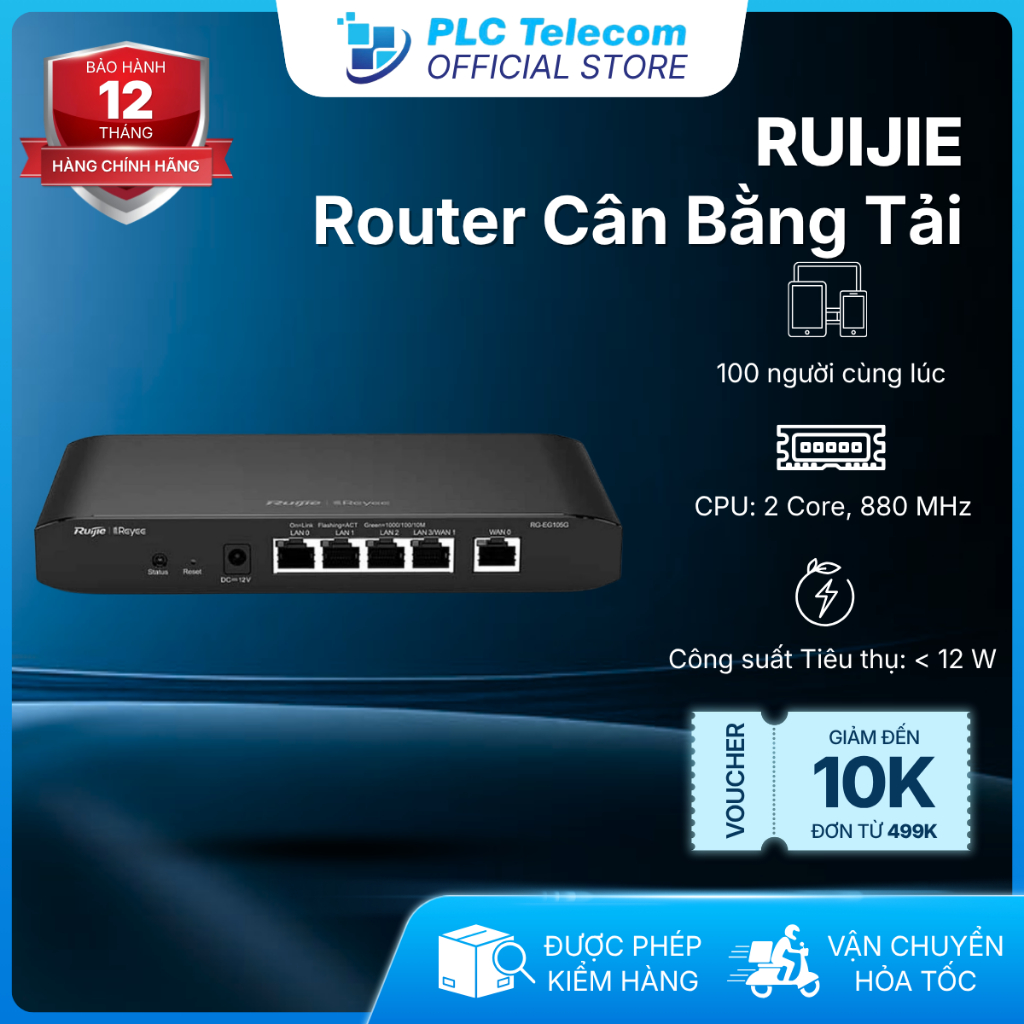 [Full VAT] Router Cân Bằng Tải 2 WAN Ruijie RG-EG105G V3 - Cấu Hình Qua Cloud - Chịu Tải 100 User