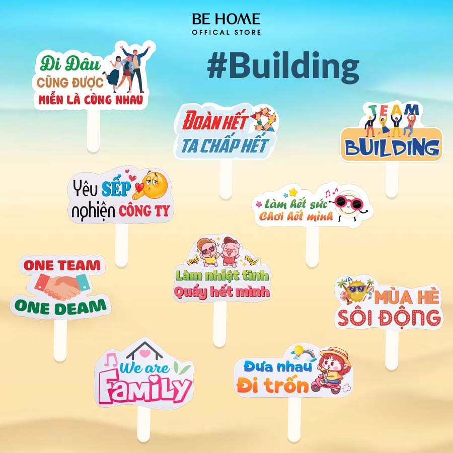 ComBo 10 Hashtag Team Building Cầm tay  , Phụ Kiện Chụp Hình Team , Du Lịch Công Ty  – Behome Decor