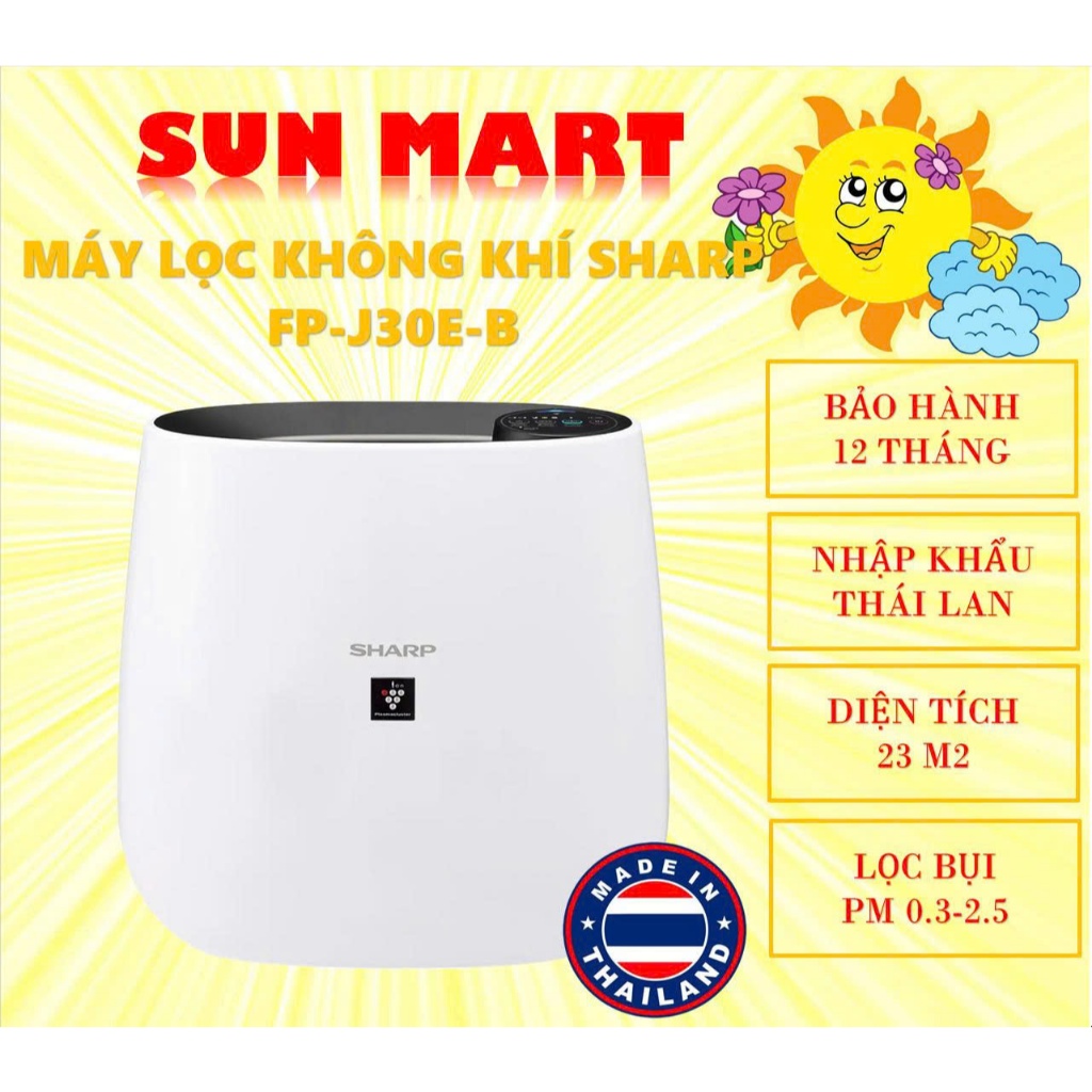 Máy lọc không khí Sharp FP-J30E-B, FP-J30E-A diện tích 23m2, nhập Thái Lan, bảo hành 12 tháng tại nh