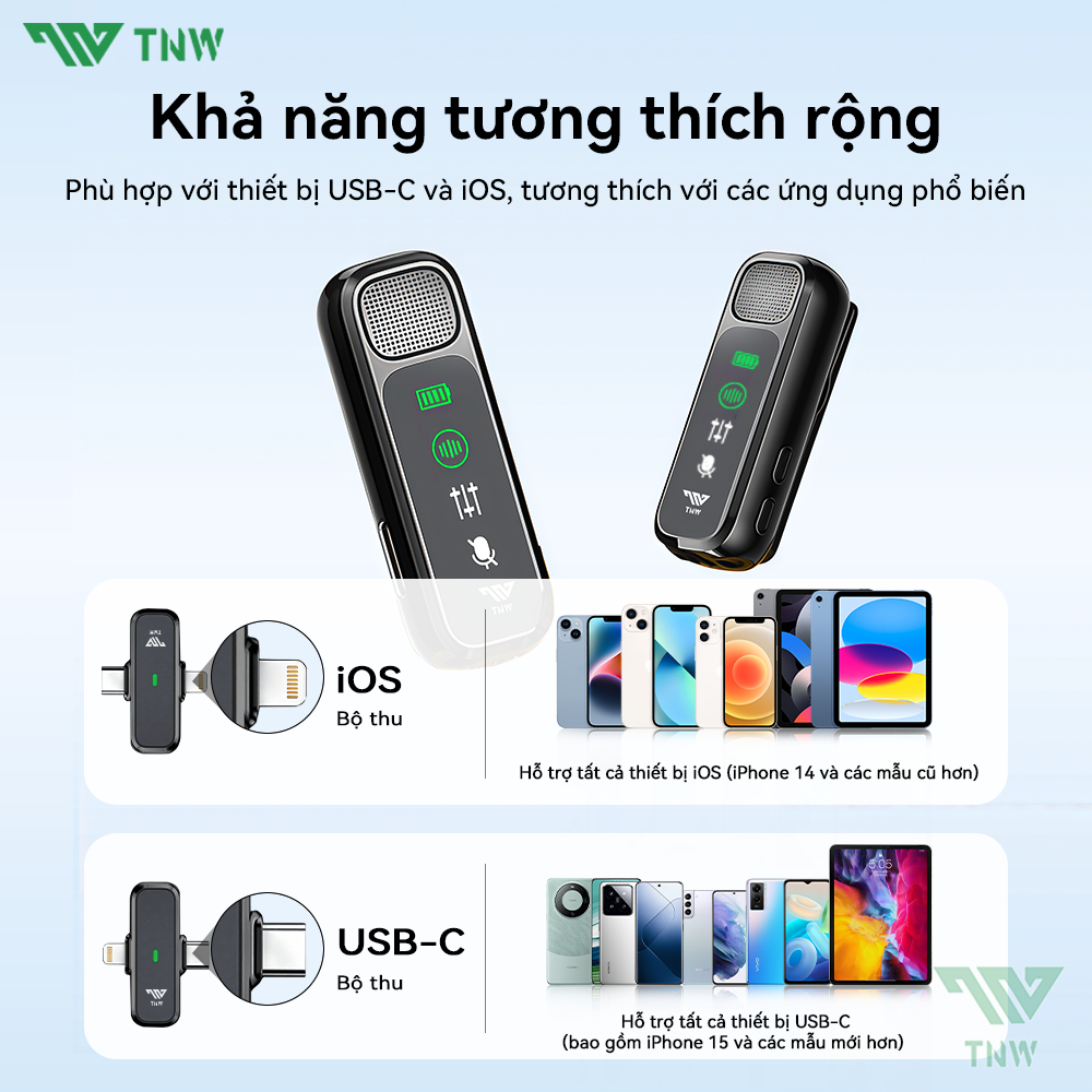TNW A13 Micro Thu âm Không Dây Khử Tiếng Ồn Dùng Micro Livestream Micro Không Dây Cài Áo Thu Âm | BigBuy360 - bigbuy360.vn