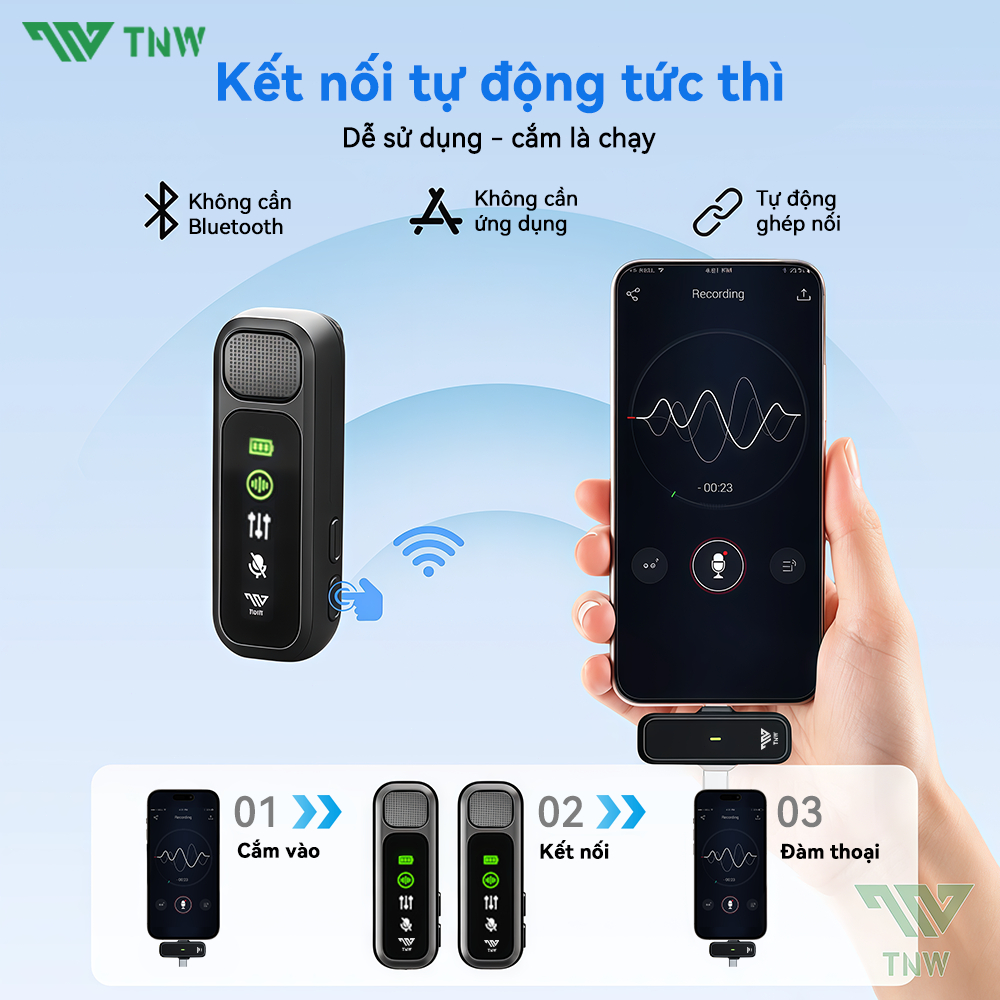 TNW A13 Micro Thu âm Không Dây Khử Tiếng Ồn Dùng Micro Livestream Micro Không Dây Cài Áo Thu Âm | BigBuy360 - bigbuy360.vn