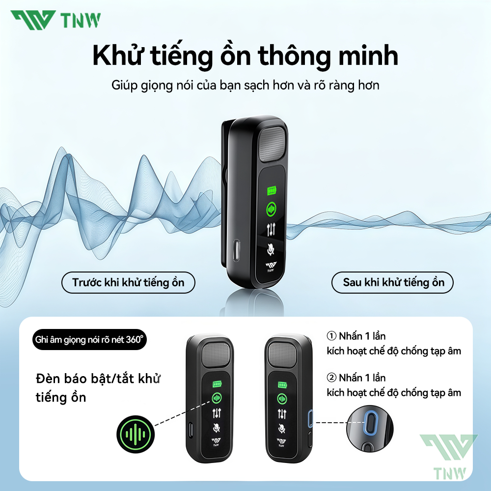 TNW A13 Micro Thu âm Không Dây Khử Tiếng Ồn Dùng Micro Livestream Micro Không Dây Cài Áo Thu Âm | BigBuy360 - bigbuy360.vn
