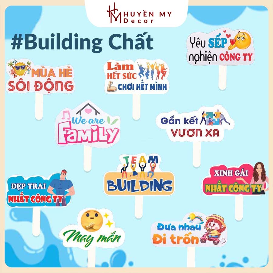 ComBo 10 Hashtag Team Building , Có Sẵn Tay Cầm Chụp Team , Sự Kiện., Du Lịch- Huyền My Decor
