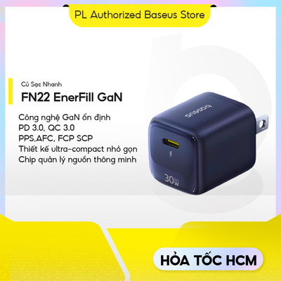 Củ Sạc Nhanh Baseus FN22 EnerFill GaN USB-C PD 20W 30W 45W Ổn Định, Tản Nhiệt iPhone iPad Samsung