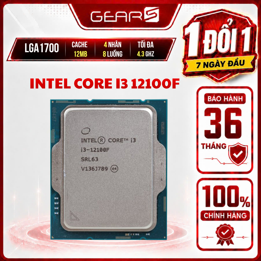 [FULL VAT] Bộ vi xử lý Intel Core i3 12100F NEW - Bảo hành 36 Tháng
