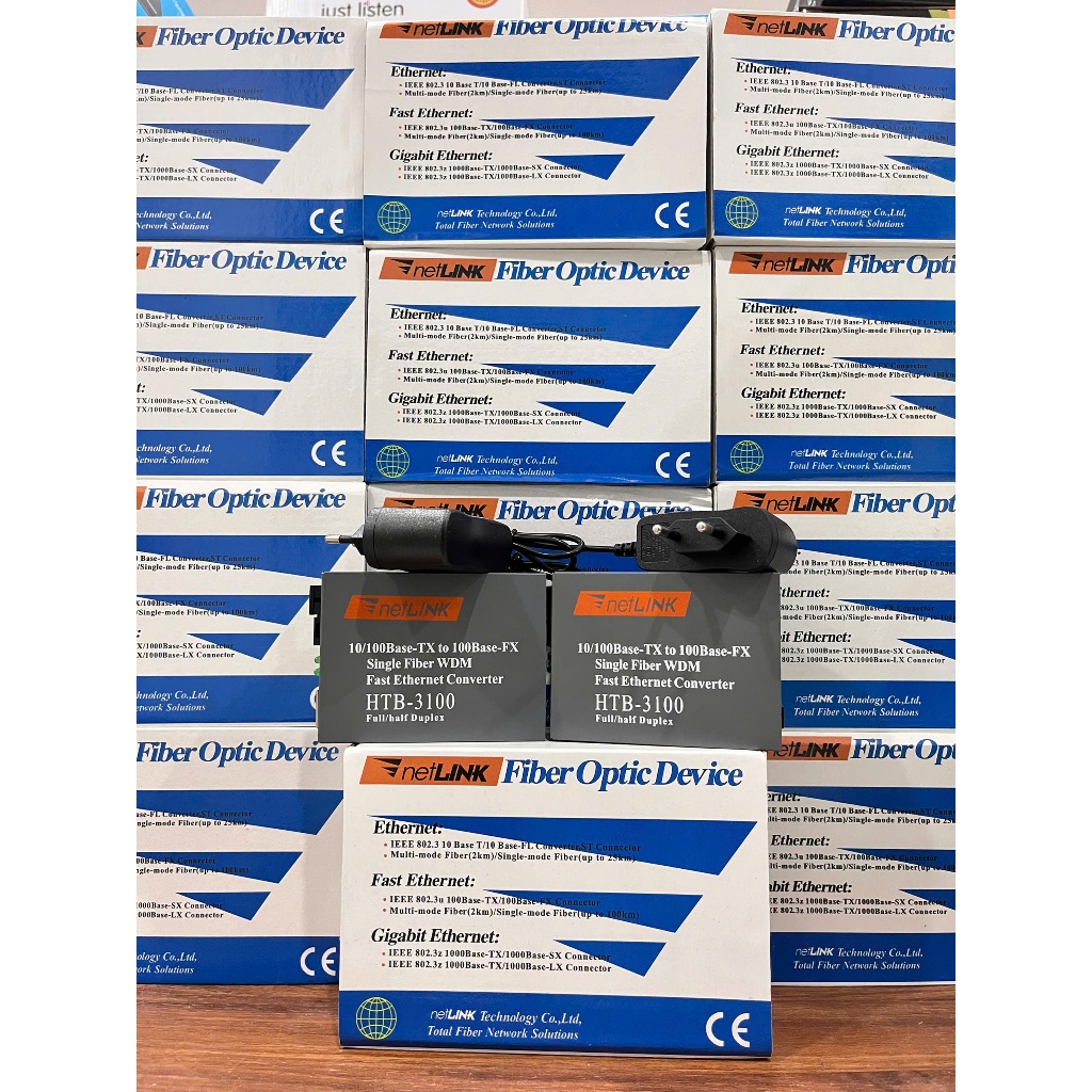 COMBO Số Lượng 10 cặp CONVERTER QUANG to LAN NETLINK HTB-3100A/B -25KM - Bộ chuyển đổi quang điện qu