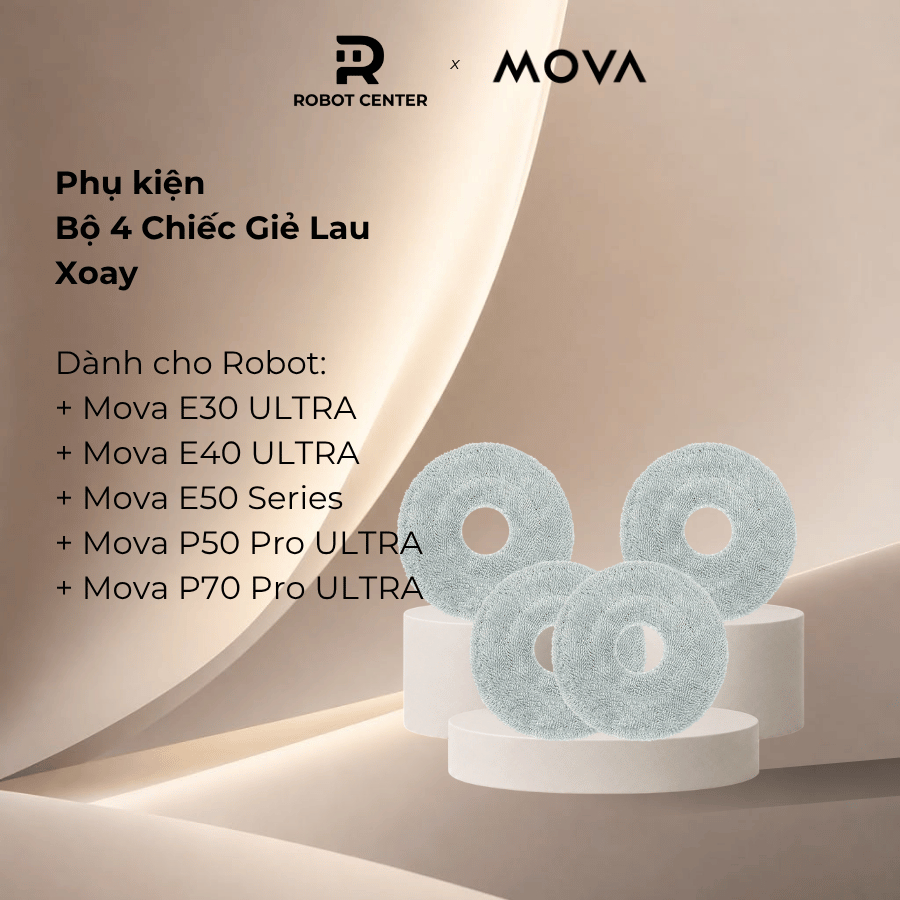 Bộ 4 Chiếc Giẻ Lau Xoay Cho Mova E30 Ultra/ E40 Ultra/ E50 series/ P70 Pro Ultra/ V50 Ultra/ V70 ULT