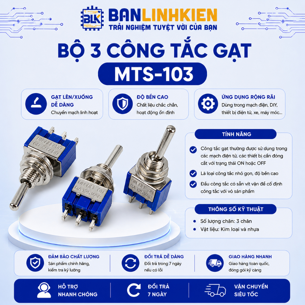 Bộ 3 Công Tắc Gạt MTS-103  BANLINHKIEN