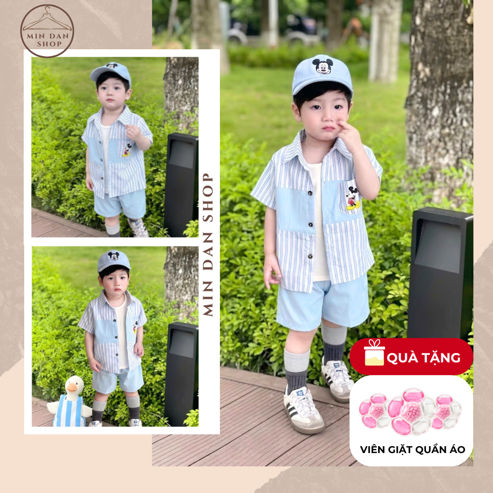 [CHẤT XỊN - FULL SET 4 MÓN] Set Bộ Bé Trai Cộc Tay 4 Chi Tiết - Đồ Bộ Bé Trai Mùa Hè Chất Cotton Thấm Hút Mềm Mịn Mickey