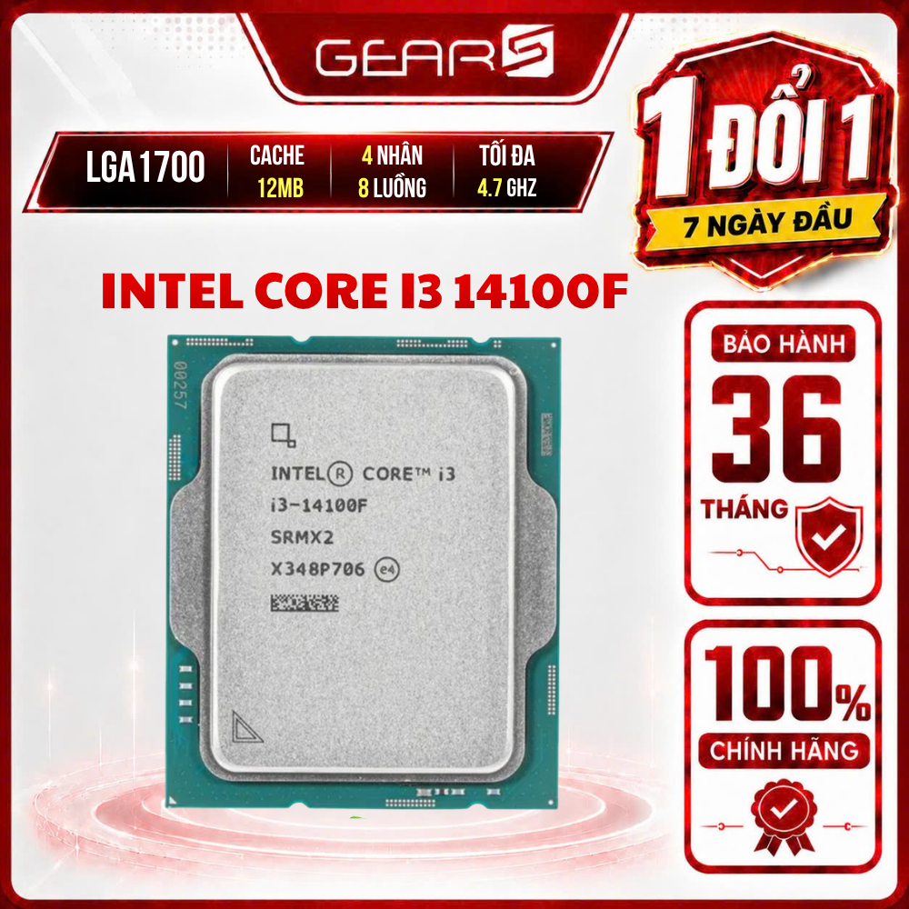 [FULL VAT](FULL VAT) Bộ vi xử lý INTEL Core I3 14100F Tray - Bảo Hành 36 Tháng