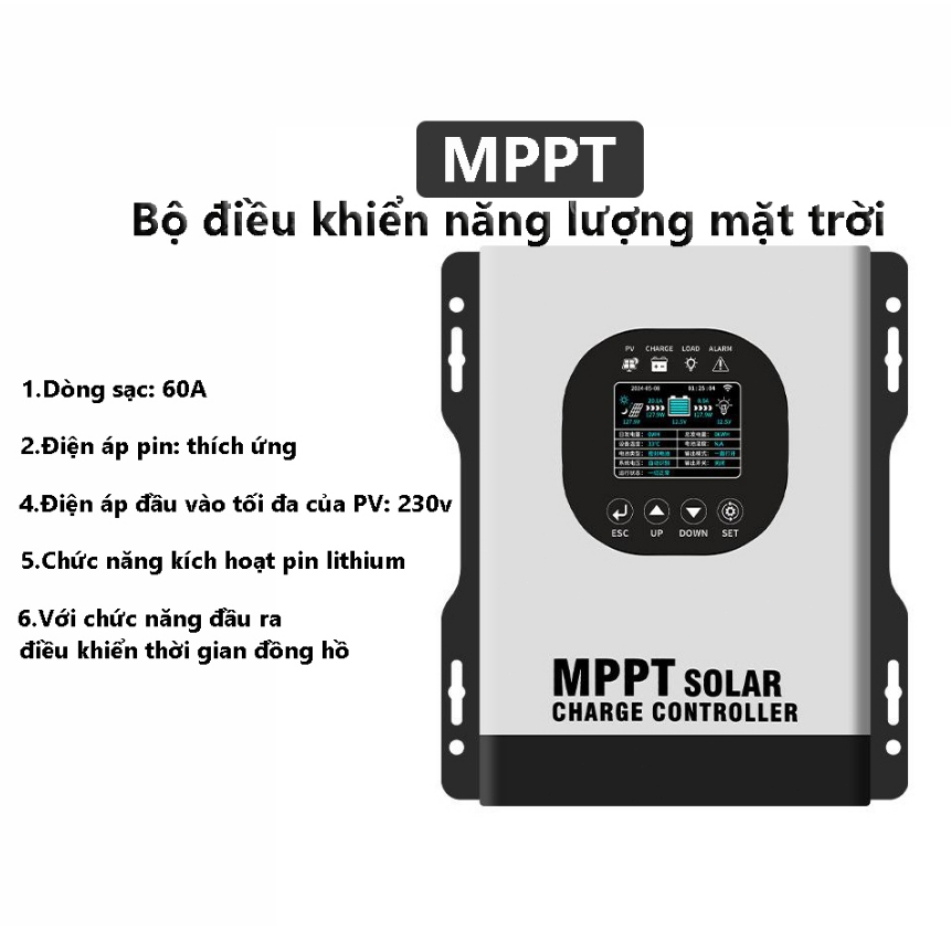 【Có WiFi】Bộ điều khiển năng lượng mặt trời Aoyang MPPT tự nhận dạng 24V-96V dùng cho tấm pin cao áp