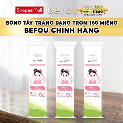COMBO 3 Bông Tẩy Trang Cotton Befou Miếng Tròn 150 Miếng
