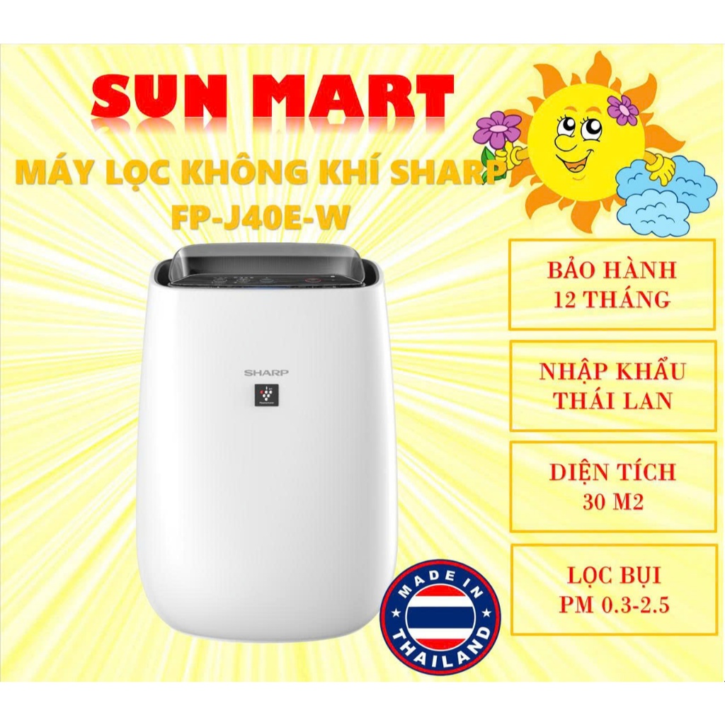 Máy lọc không khí Sharp FP-J40E-W, FP-J30E-B, FP-J30E-A hàng mới chính hãng, bảo hành tại nhà