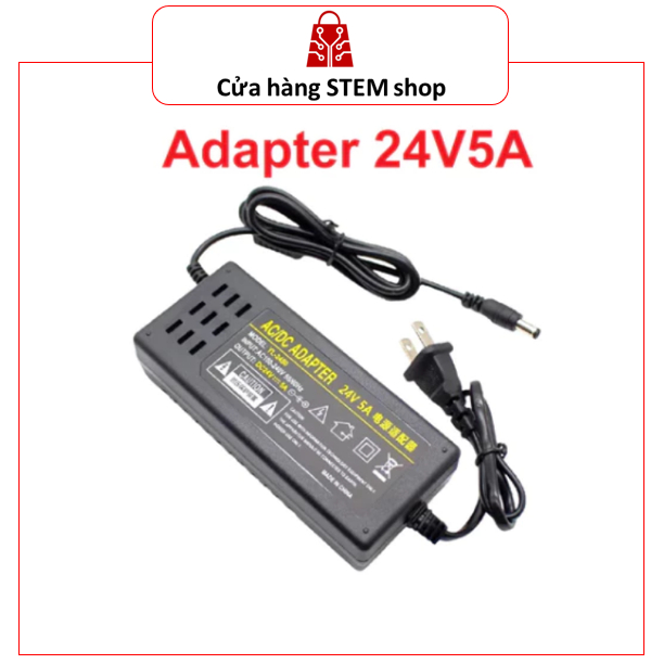 Adapter 24V 5A Jack DC 5.5x2.1mm – Nguồn DC 24V Ổn Định Cho LED, Camera, CNC, Arduino