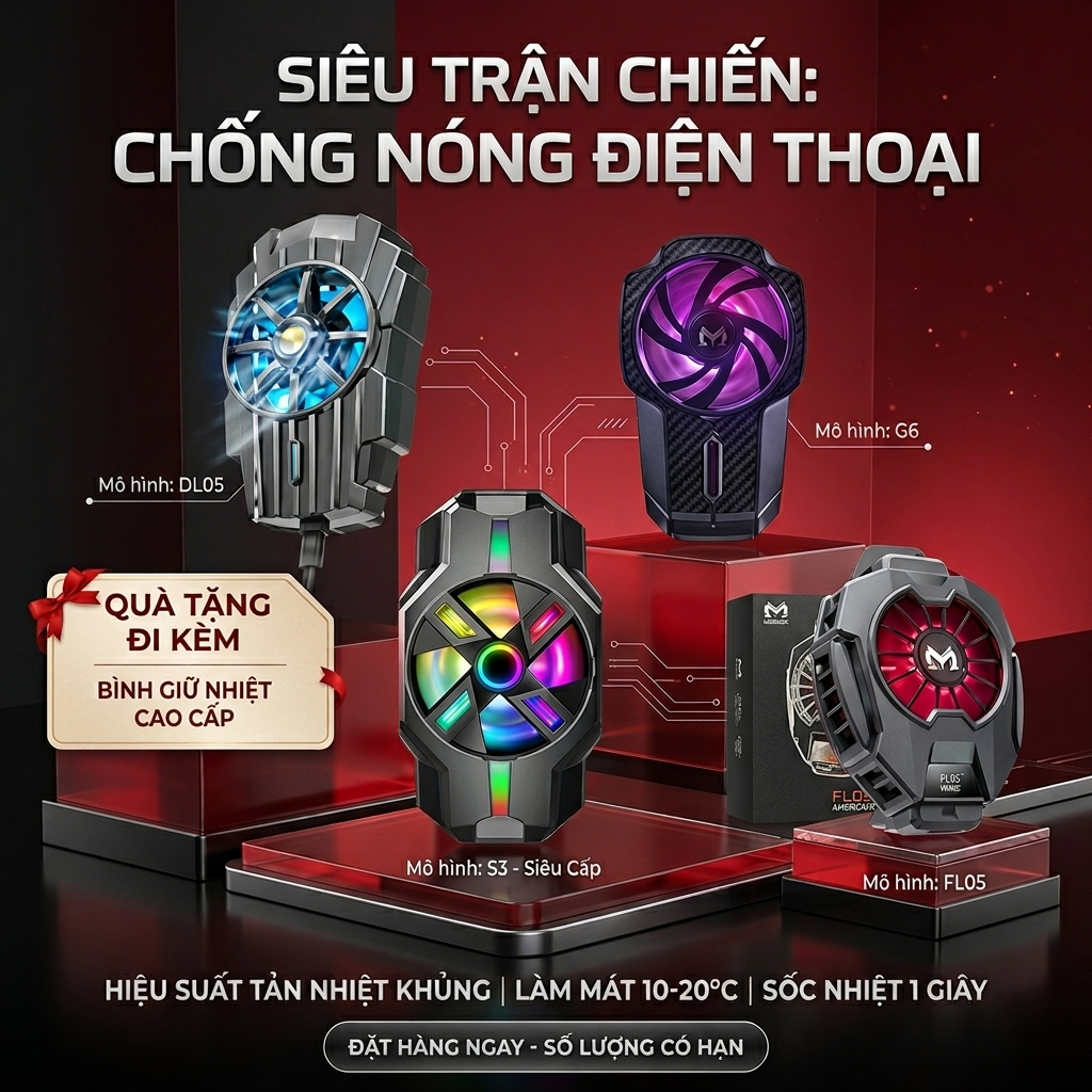 Quạt Tản Nhiệt Gaming Cho Điện Thoại DL05 G6 FL05 S3 Giảm Nhiệt Hiệu Quả Chống Giật Lag