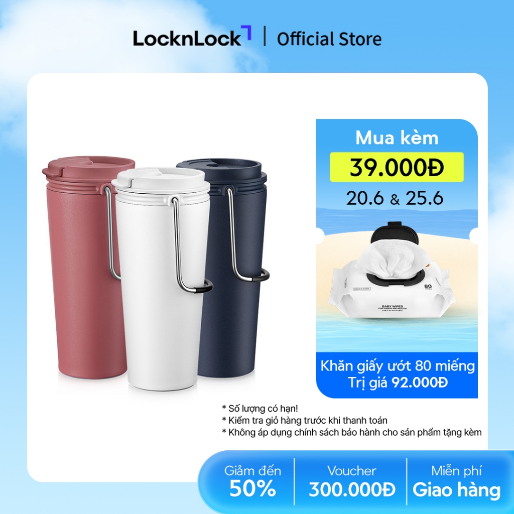 Bình giữ nhiệt Lock&Lock Bucket Tumbler 540ml LHC4269 (3 màu) thép không gỉ, quai gập
