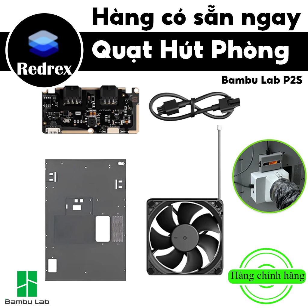 Bambu Lab Nguyên bản P2S Máy in 3D Bộ nắp sau quạt thải buồng cho Bambu Lab P2S