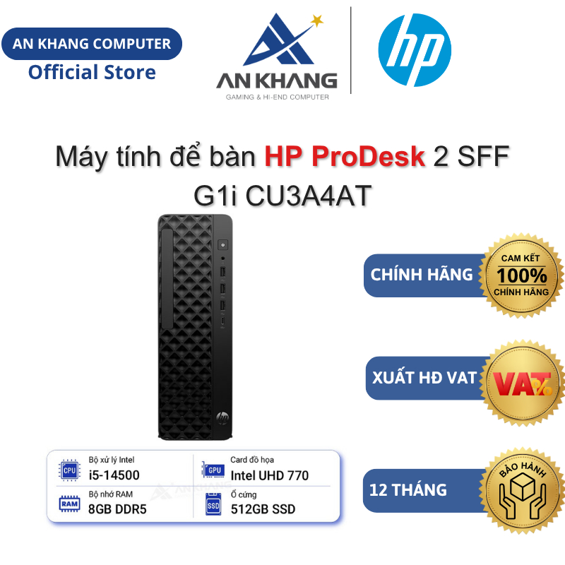 Máy tính để bàn HP ProDesk 2 SFF G1i CU3A4AT (i5-14500/ 8G/ 512GSSD/ W11SL) Chính hãng Bảo hành 12 T
