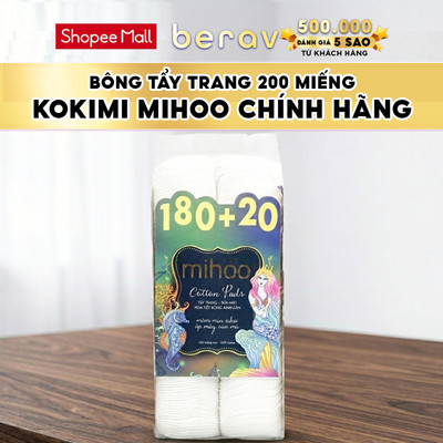 Bông Tẩy Trang Mihoo (Kokimi) 100% Cotton - TÚI 200 MIẾNG