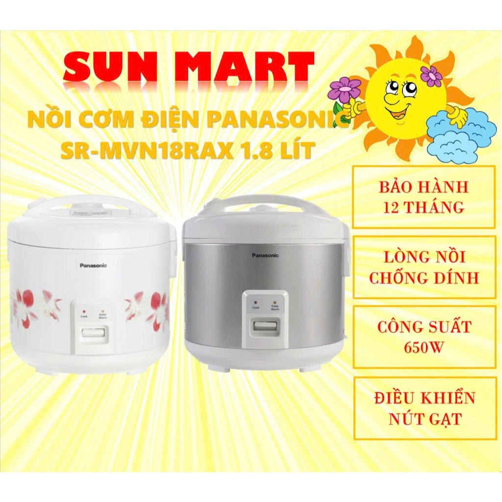 Nồi cơm điện Panasonic SR-MVN18FRAX & SR-MVN18LRAX 1.8 lít, chính hãng, bảo hành 12 tháng toàn quốc
