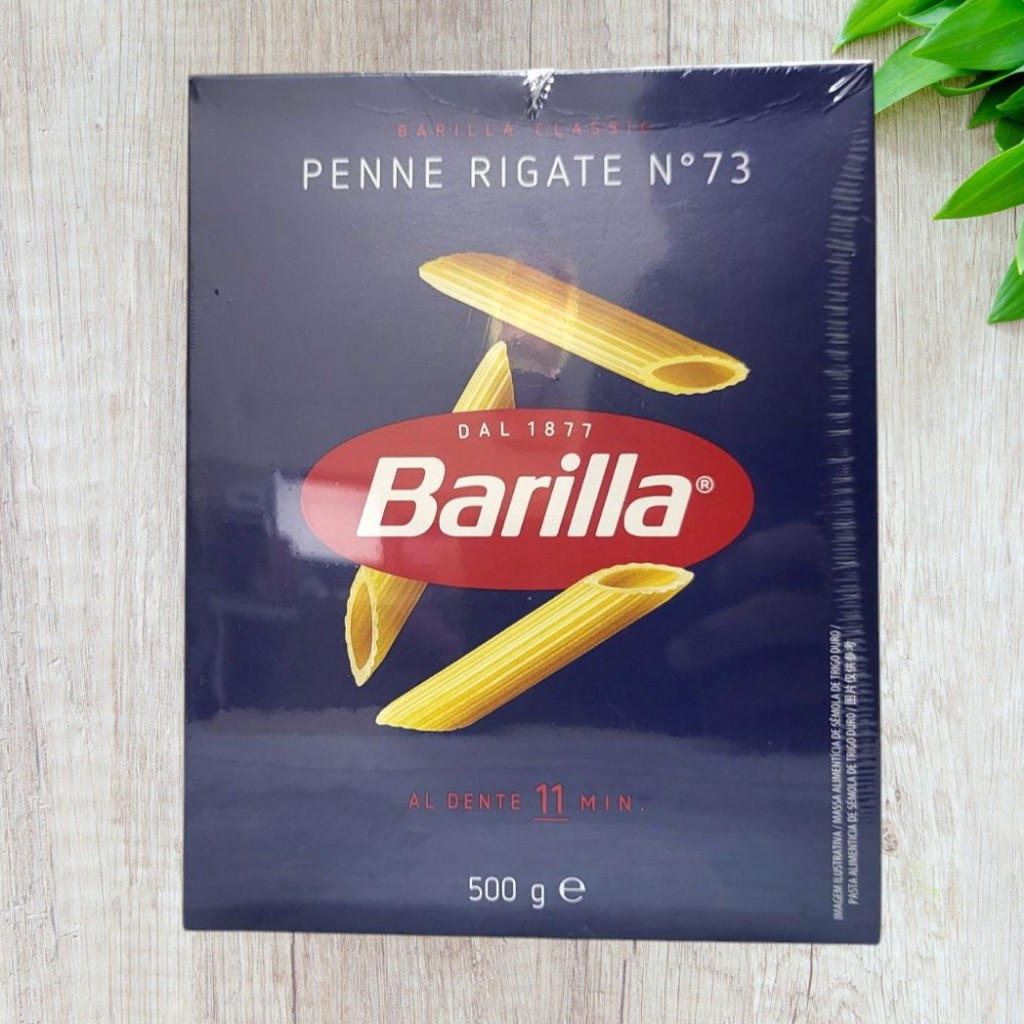 BARILLA [hộp PENNE 500g] NUI ỐNG XÉO Ý No 73 Penne Rigate Pasta (HALAL)