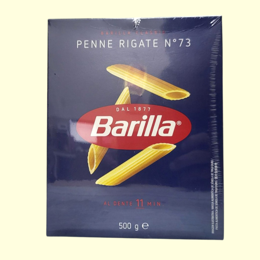 BARILLA + hộp PENNE 500g + NUI ỐNG XÉO Ý No 73 Penne Rigate Pasta (HALAL)