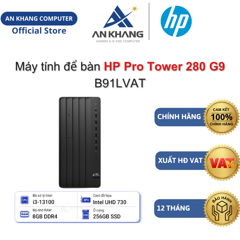 Máy tính để bàn HP Pro Tower 280 G9 B91LVAT (i3-13100,8GBRAM,256GB SSD,Win 11 Home) Chính hãng Bảo h