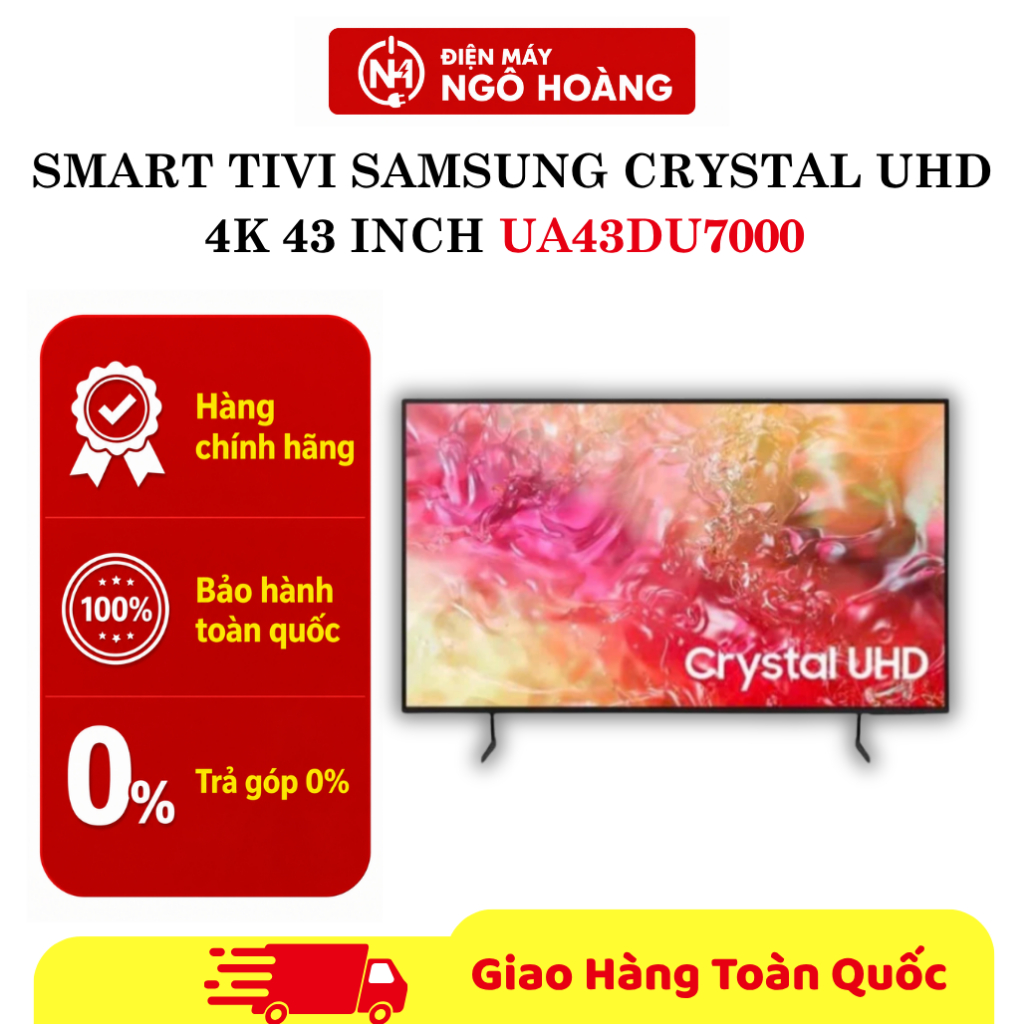 UA43DU7000 - Smart Tivi Samsung Crystal UHD 4K 43 inch UA43DU7000, hình ảnh sắc nét, tivi thông minh