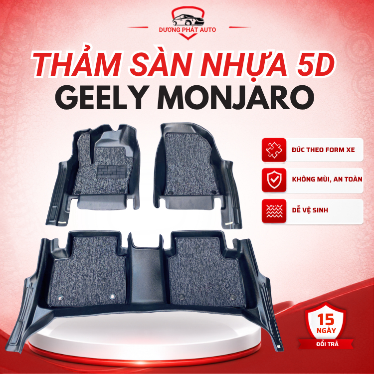 Thảm lót sàn NHỰA 5D xe GEELY MONJARO , geely monjaro Mẫu TPE Tràn viền bậc cửa, Dễ vệ sinh- Mẫu MĐ