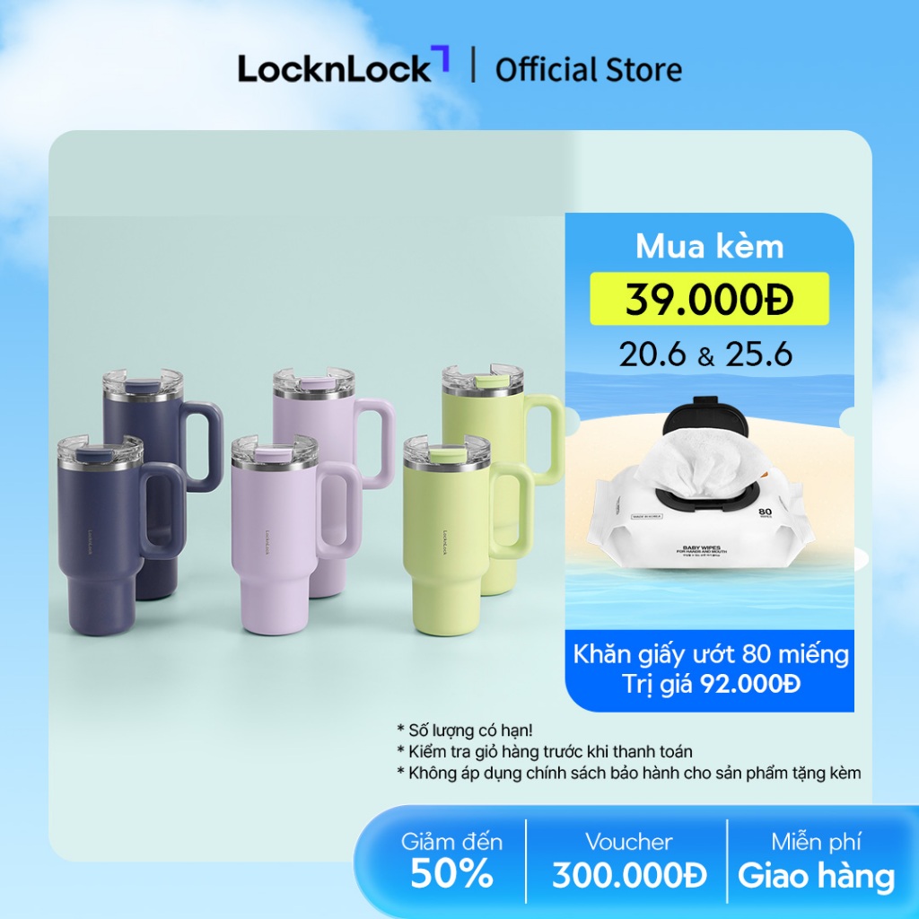 Bình giữ nhiệt LocknLock Balance grip tumbler LHC4397 dung tích 900ml / LHC4398 dung tích 1.2L có quai - 3 màu | BigBuy360 - bigbuy360.vn
