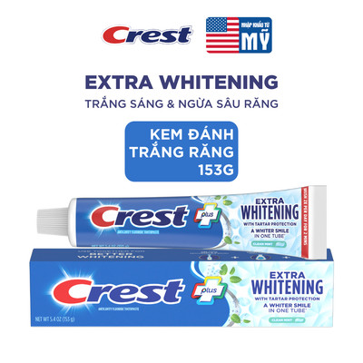 [VHLxP&G Import] Kem đánh răng Crest Extra Whitening Trắng Sáng & Ngừa Vôi Răng 153g - Mỹ