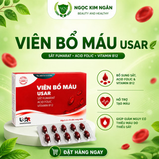 Viên bổ máu USAR – Bổ sung sắt, acid folic, vitamin B12 - Hộp 50 viên nang mềm