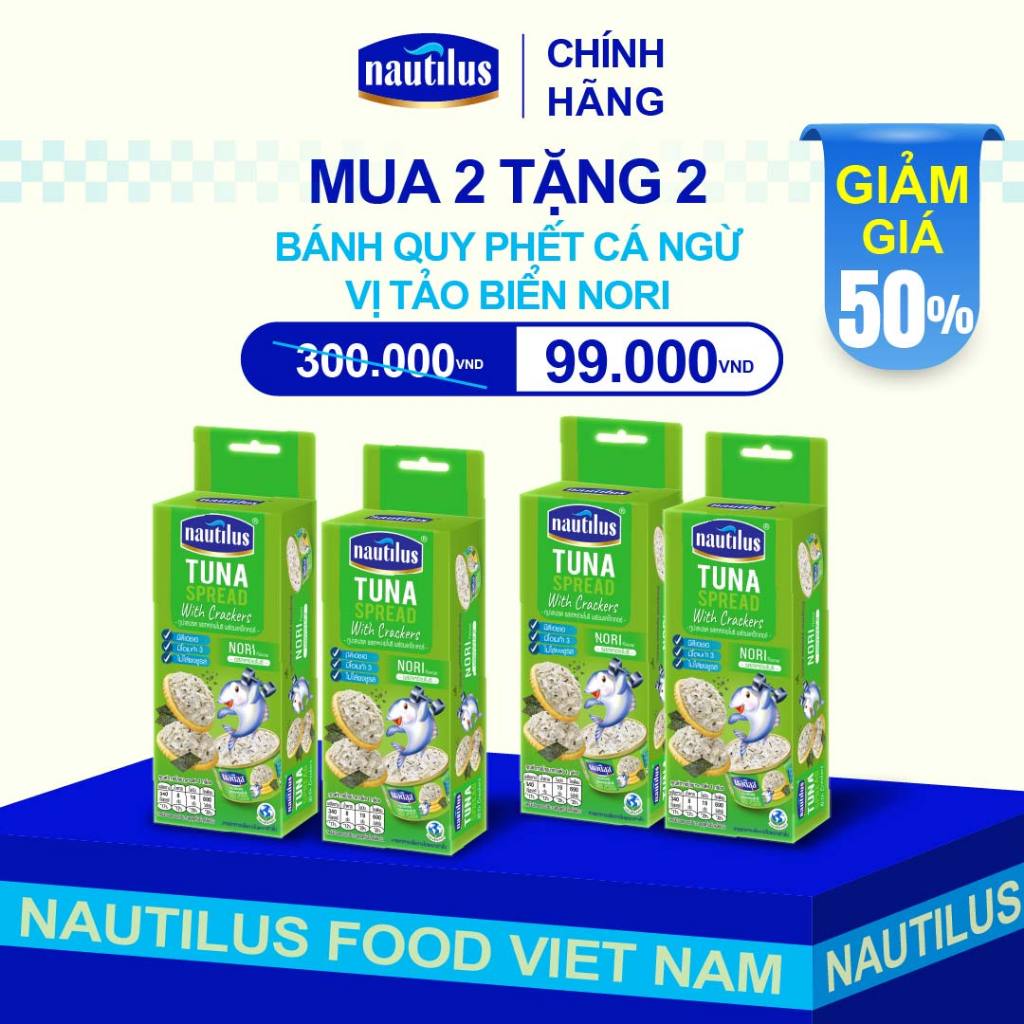 HOT LIVESTREAM - Mua 2 tặng 2 - Bánh Quy Phết Cá Ngừ Nautilus