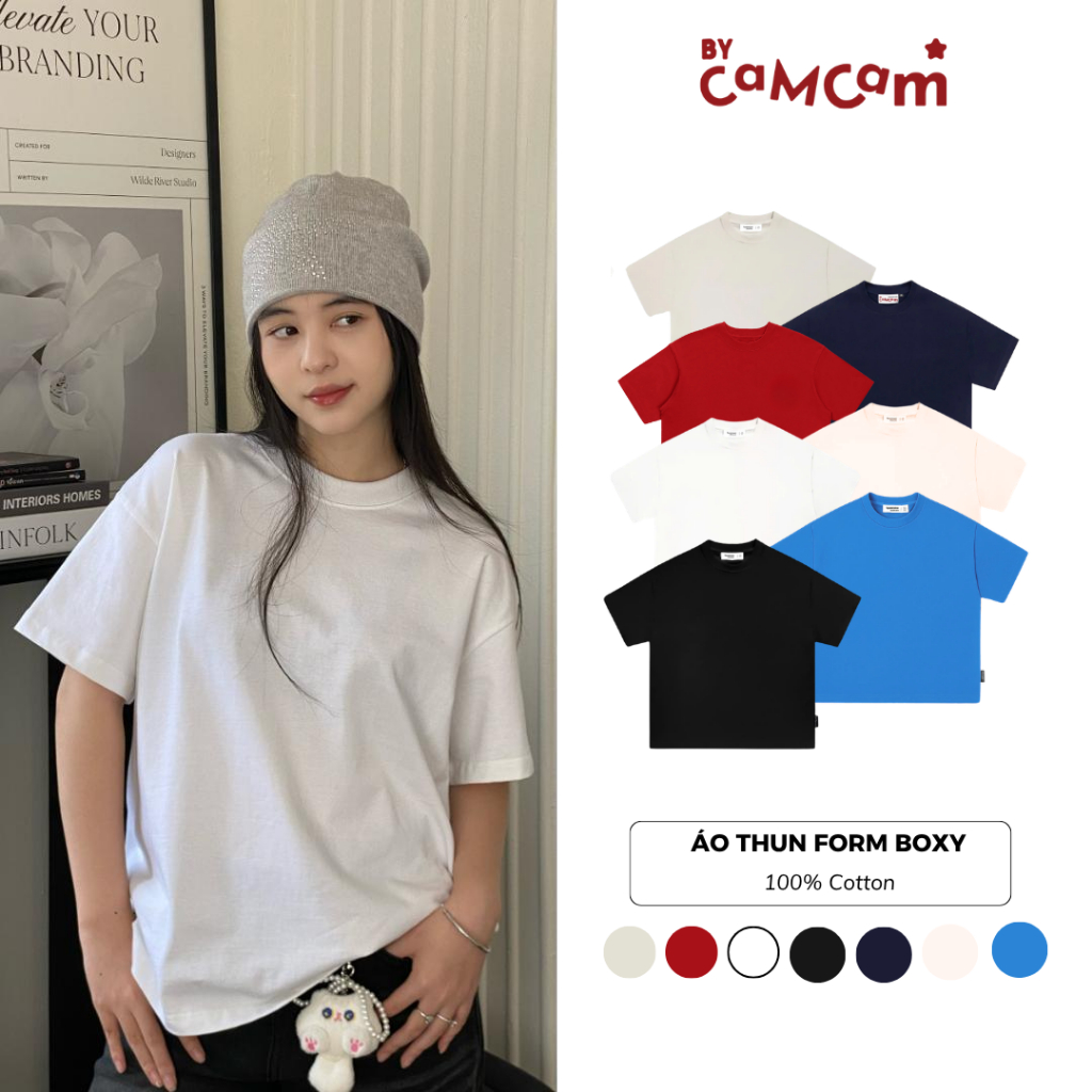 Áo Thun Trơn Cotton Form Boxy 𝑩𝒚𝒄𝒂𝒎𝒄𝒂𝒎 100% Cotton Nam Nữ Unisex ATN005