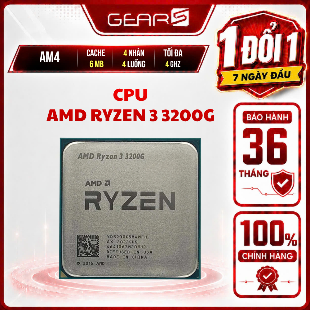 [FULL VAT] Bộ vi xử lý AMD Ryzen 3 3200G Tray - Bảo hành 36 Tháng