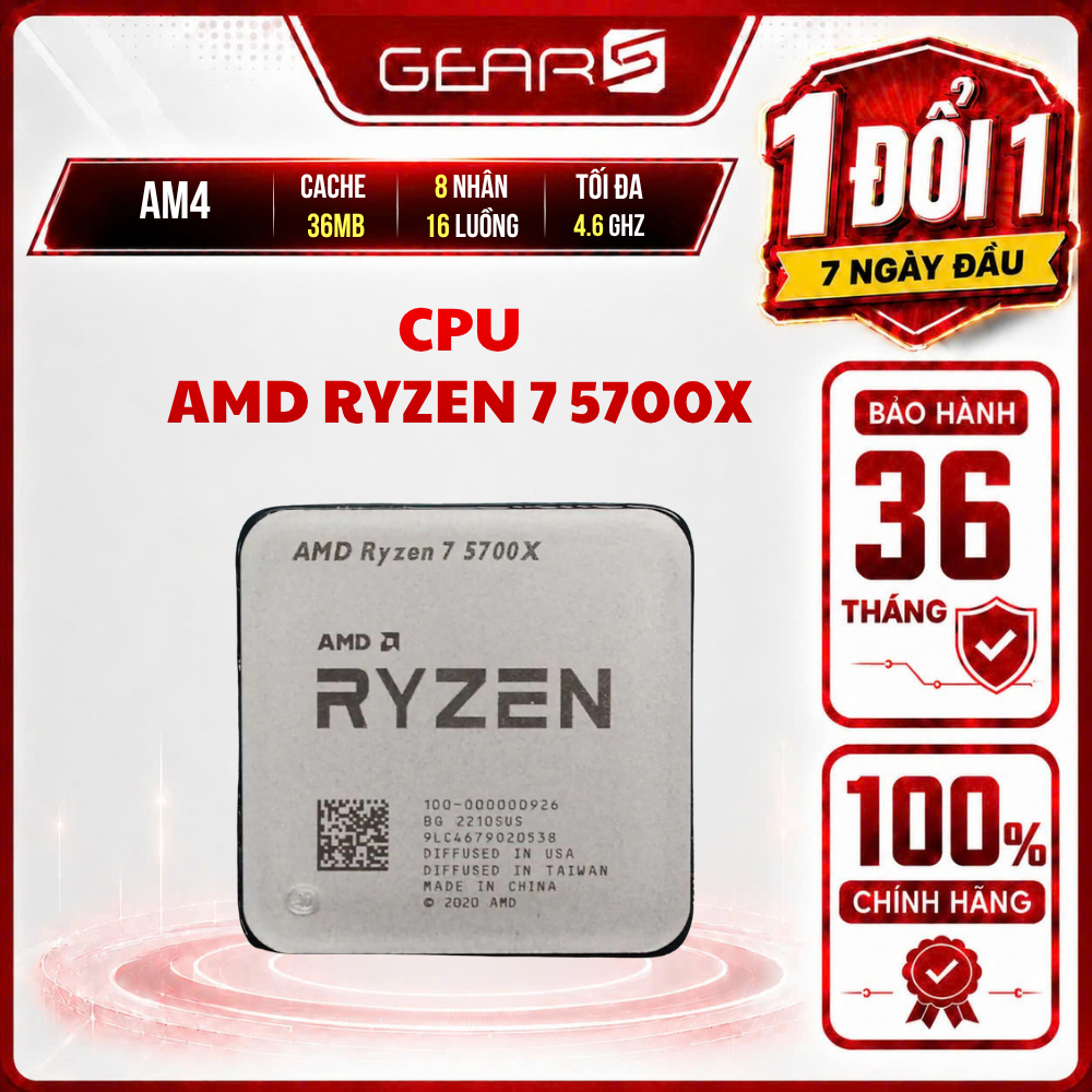 [FULL VAT] - CHIP AMD Ryzen 7 5700X Tray - Bảo Hành 36 Tháng