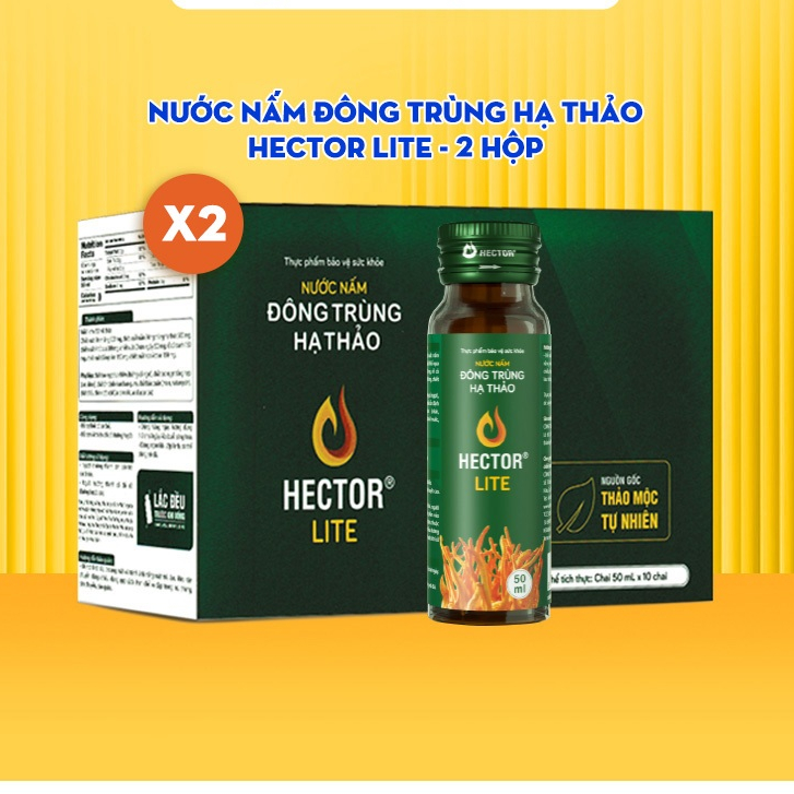 Combo 2 hộp Nước Nấm Đông Trùng Hạ Thảo Hector Lite (20 chai)