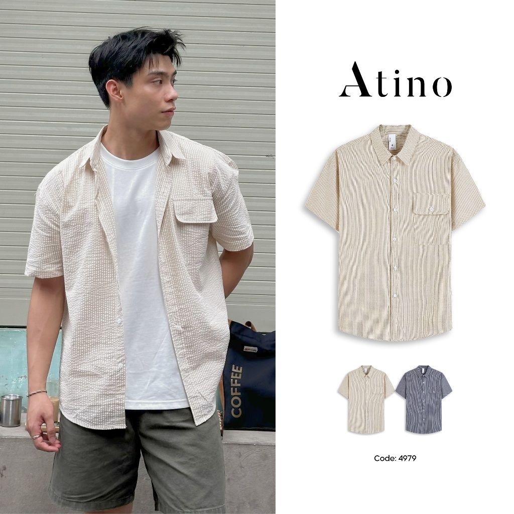 Áo Sơ Mi Tay Ngắn Kẻ Sọc ATINO 100% Polyester Thoáng Mát Style Hàn Quốc Trẻ Trung Năng Động L.2.4979