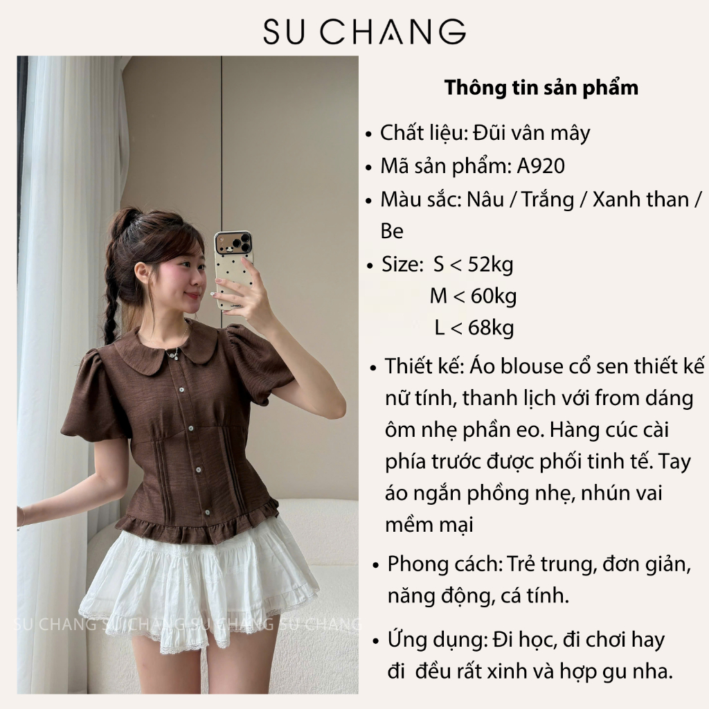 Áo Kiểu Cổ Sen Cúc Dọc Viền Bèo A930 Su Chang Thời Trang Nữ | BigBuy360 - bigbuy360.vn