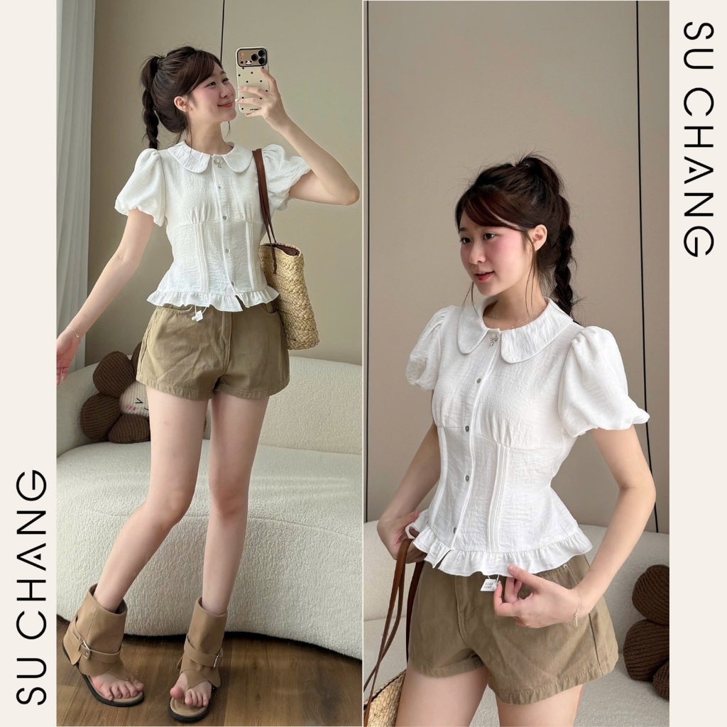 Áo Kiểu Cổ Sen Cúc Dọc Viền Bèo A930 Su Chang Thời Trang Nữ | BigBuy360 - bigbuy360.vn