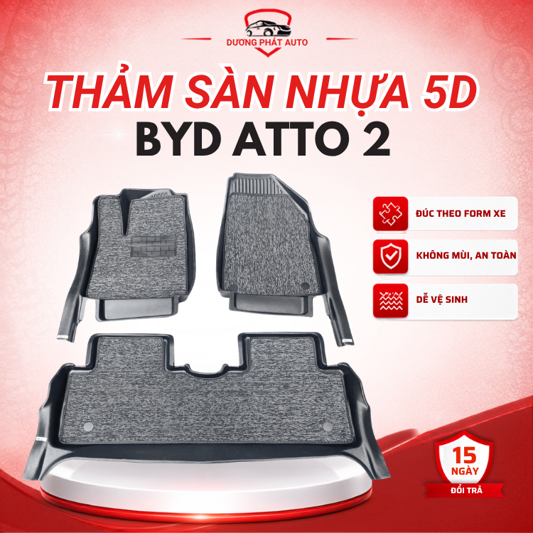 Thảm lót sàn NHỰA 5D xe BYD ATTO 2 , byd atto2 Mẫu TPE Tràn viền bậc cửa, Dễ vệ sinh- Mẫu MĐ