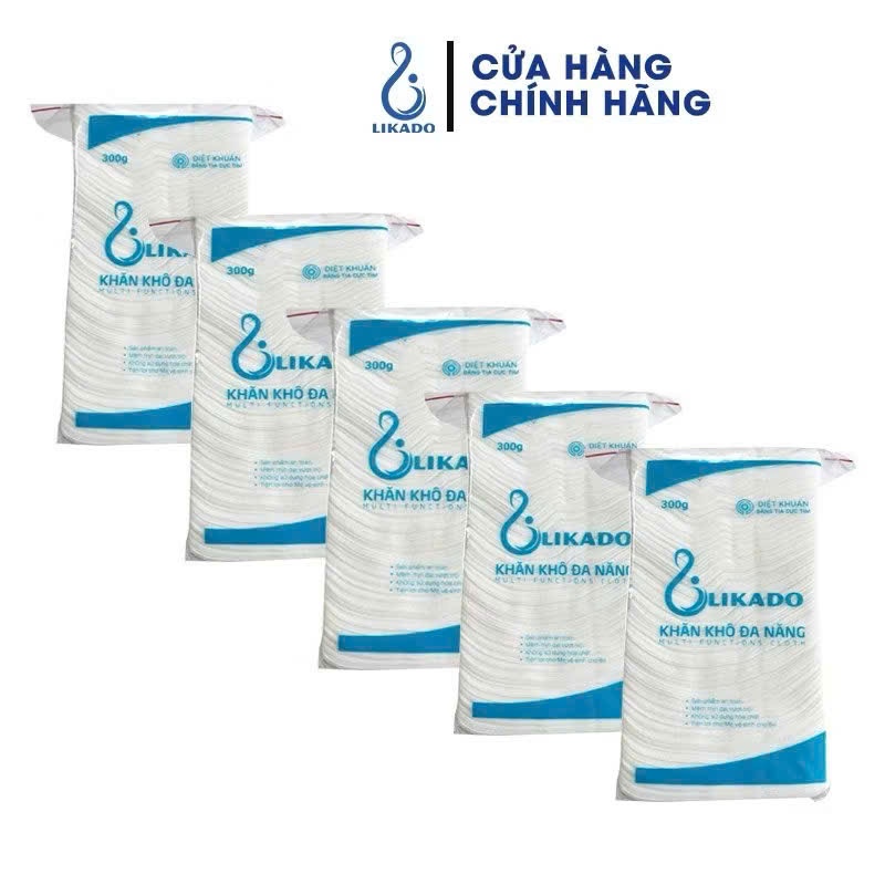 Khăn vải khô đa năng LIKADO cho bé 300g ( 5 GÓI GẤP ĐÔI ) khăn khô đa năng an toàn cho mẹ và bé