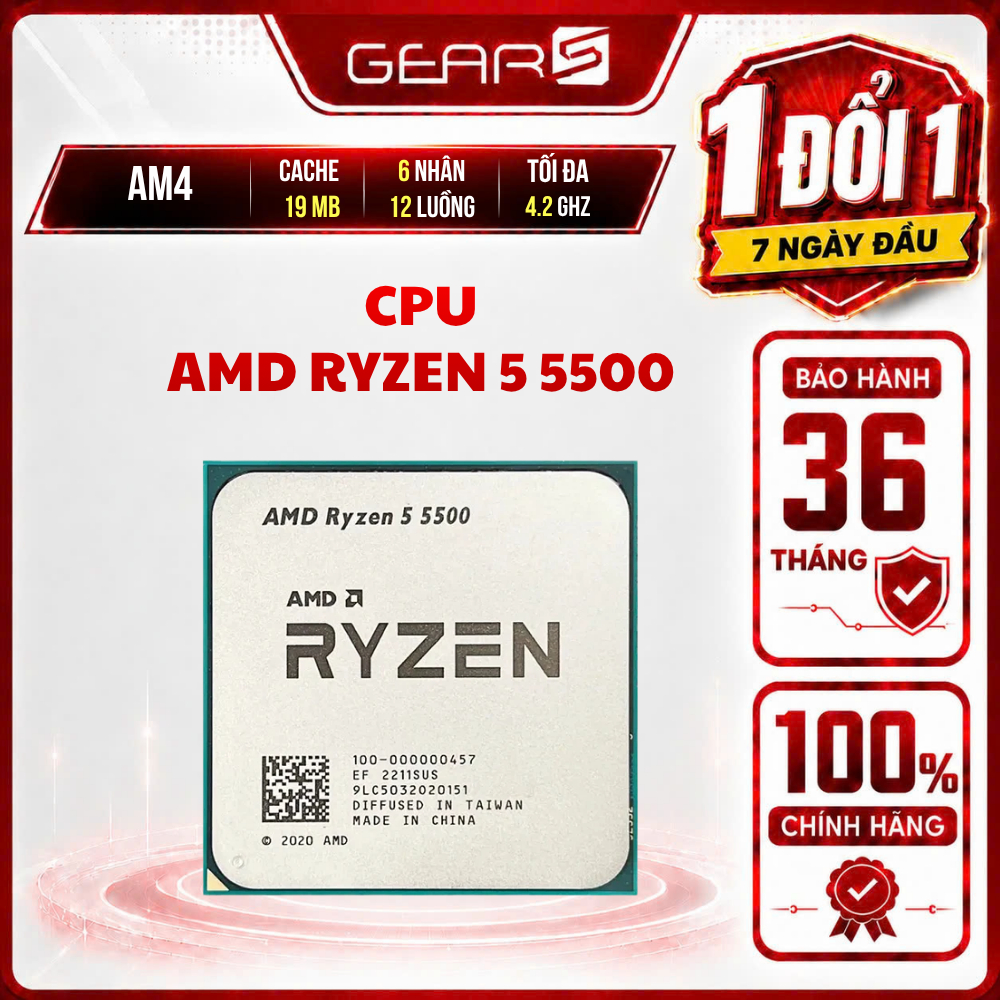 [FULL VAT] CPU AMD Ryzen 5 5500 TRAY - Bảo Hành 36 Tháng