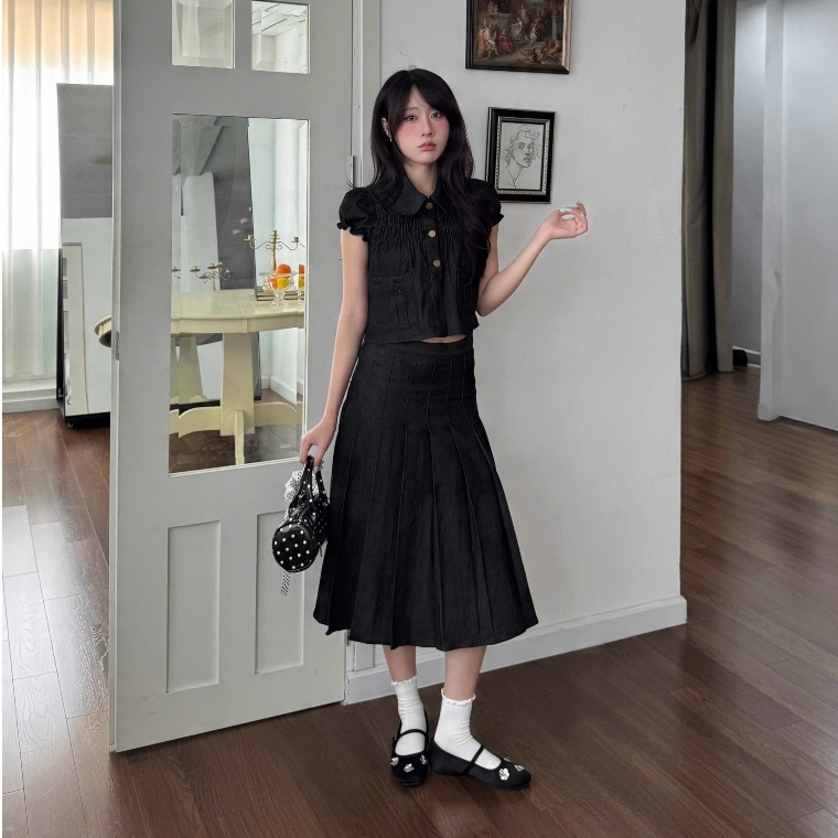 NAVIE - Áo jeans form croptop BAMBI phối 3 cúc thời trang nữ | BigBuy360 - bigbuy360.vn
