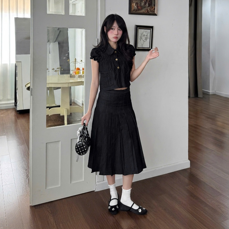 NAVIE - Áo jeans form croptop BAMBI phối 3 cúc thời trang nữ | BigBuy360 - bigbuy360.vn