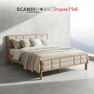 MEETU, Gỗ Ash sơn màu tự nhiên, 1m6 BED_200, 210x165x45 (Ngang x sâu x cao), Giường gỗ By ScandiHome
